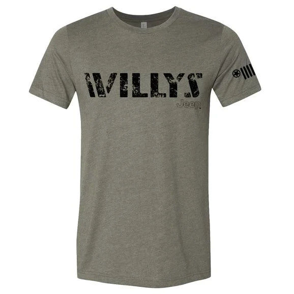 Jeep Merchandise Mens LDD Series Jeep Willys Short Sleeved T-Shirt in Military Green