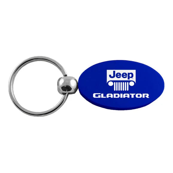 Load image into Gallery viewer, Automotive Gold Aluminum Jeep Logo Gladiator Oval Keychain
