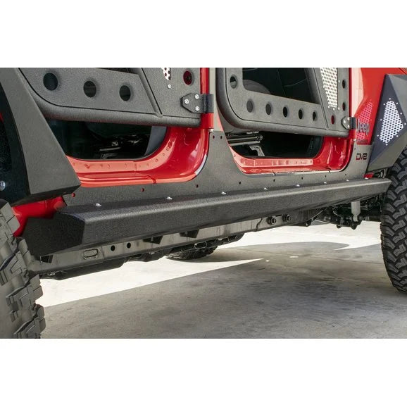 Load image into Gallery viewer, DV8 Offroad SRSOTB-13 Body &amp; Frame Mounted Rock Sliders for 07-18 Jeep Wrangler Unlimited JK 4-Door
