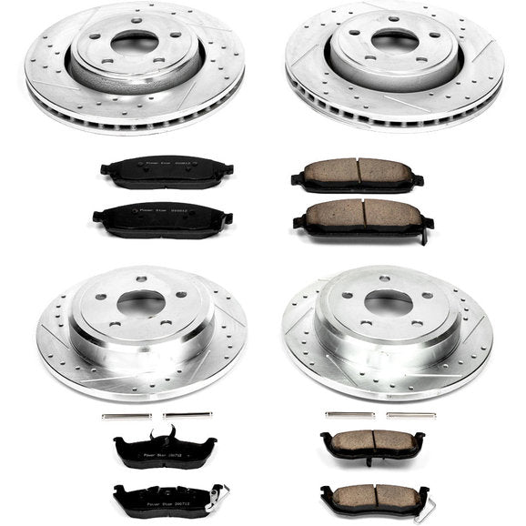 Power Stop K2220 Front & Rear Z23 Evolution Sport Performance 1-Click Brake Kit for 05-10 Jeep Commander XK & Grand Cherokee WK