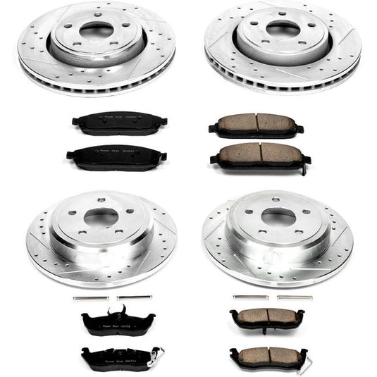 Power Stop K2220 Front & Rear Z23 Evolution Sport Performance 1-Click Brake Kit for 05-10 Jeep Commander XK & Grand Cherokee WK