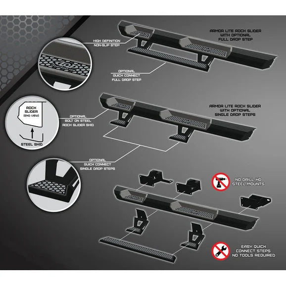 Load image into Gallery viewer, LoD Offroad JRS2061 Armor Lite RockSliders for 20-24 Jeep Gladiator JT
