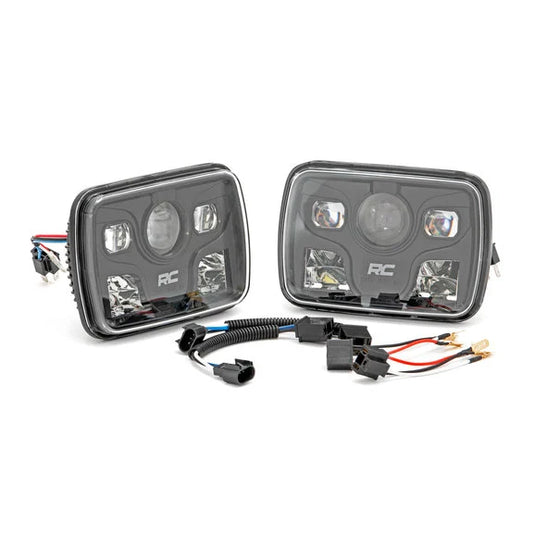 Rough Country RCH5200 5x7in LED Projector Headlights for 87-95 Jeep Wrangler YJ & Cherokee XJ