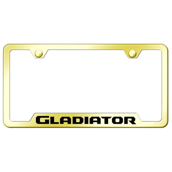 Load image into Gallery viewer, Automotive Gold Laser Etched Stainless Gladiator Cut-Out License Plate Frame
