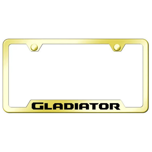 Automotive Gold Laser Etched Stainless Gladiator Cut-Out License Plate Frame