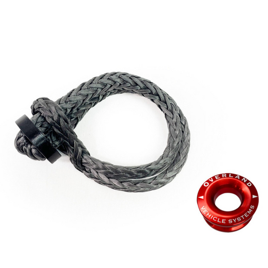 Combo Pack Soft Shackle 7/16" 41,000 Lb. With Collar And Recovery Ring 2.5" 10,000 Lb. Red