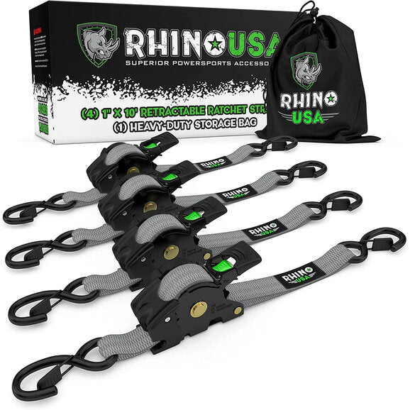 Load image into Gallery viewer, Rhino USA 1&quot; x 10&#39; Retractable Ratchet Straps
