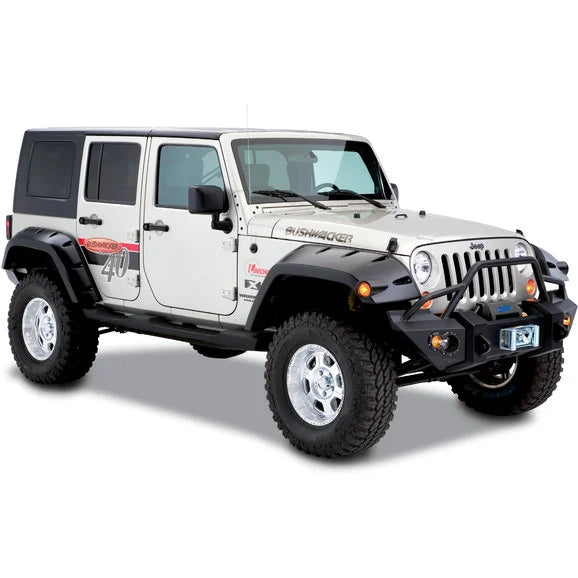 Load image into Gallery viewer, Bushwacker 11.75&quot; Width Pocket Style Fender Flares in OE Style Matte Black Finish for 07-18 Jeep Wrangler Unlimited JK 4 Door
