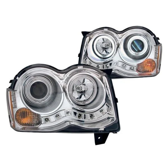 Anzo USA 111232 Projector HALO Headlights with Clear Lense Amber Bulb (CCFL) (HID) for 08-10 Jeep Grand Cherokee WK