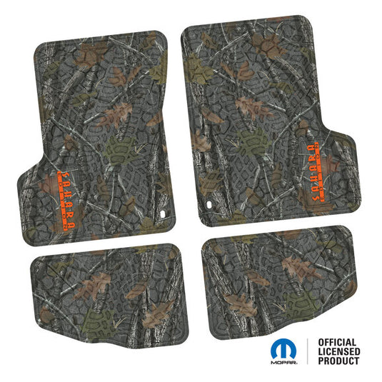 FlexTread Tire Tread/Scorched Earth Scene Front & Rear Floor Liners with SAHARA Logo for 97-06 Jeep Wrangler TJ and LJ Unlimited