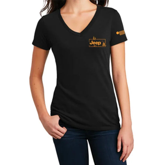 Jeep Merchandise Ladies Jeep Sasquatch V-Neck in Black