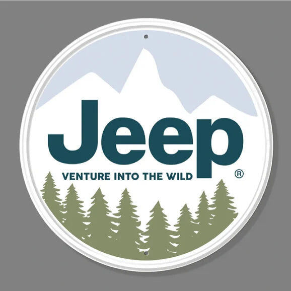 Load image into Gallery viewer, Jeep Merchandise Jeep Venture Into the Wild Metal Sign- 11.5&quot; Diameter
