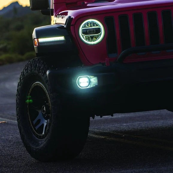 Load image into Gallery viewer, Rigid Industries SAE Round Fog Light &amp; Mount Kit for 18-20 Jeep Wrangler JL &amp; Gladiator JT Rubicon with 1-Piece Plastic Bumper
