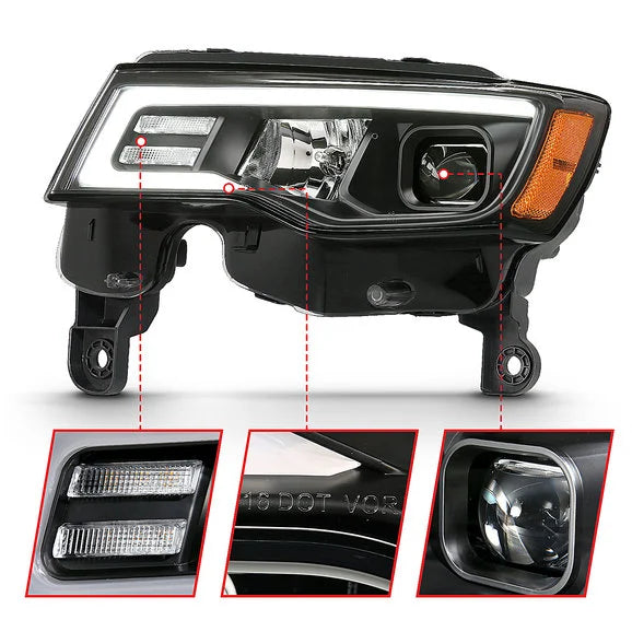 Load image into Gallery viewer, Anzo USA 111418 Projector Switchback LED Plank Style Headlights with for 17-22 Jeep Grand Cherokee WK
