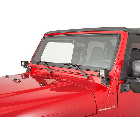 Load image into Gallery viewer, Quadratec 3&quot; Cube LED with Wiring Harness, Windshield Mounting Brackets &amp; Daystar Vent Switch Panel with Switches for 97-06 Jeep Wrangler TJ
