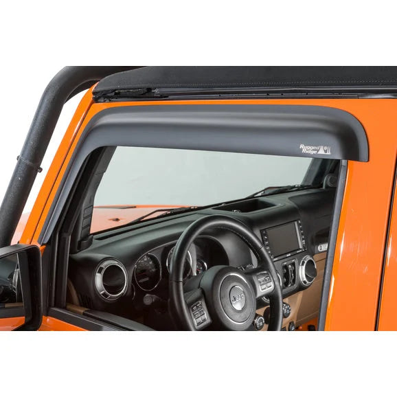 Load image into Gallery viewer, Rugged Ridge 11349.12 Front and Rear Window Visors in Matte Black for 07-18 Jeep Wrangler Unlimited JK
