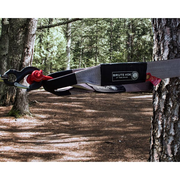 Load image into Gallery viewer, Overland Vehicle Systems 19079916 Heavy Duty 40,000 lbs Tree Saver Tow Strap in Gray with Storage Bag
