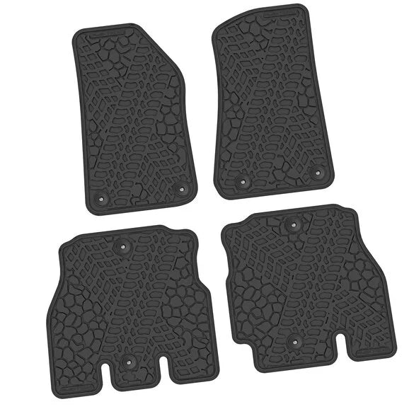 FlexTread Tire Tread/Scorched Earth Scene Front & Rear Floor Liners for 18-24 Jeep Wrangler JL Unlimited 4-Door