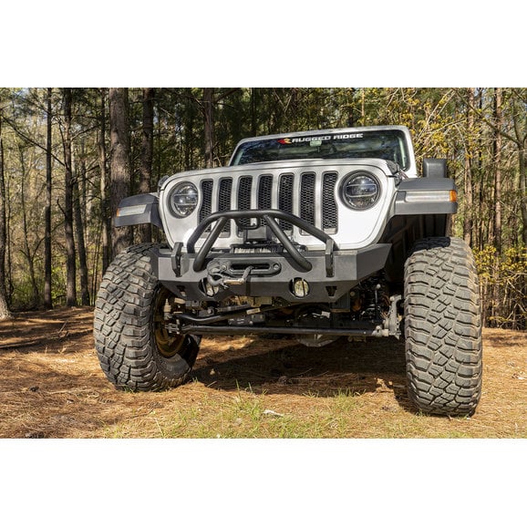 Load image into Gallery viewer, Rugged Ridge 11540.32 HD Stubby Front Bumper for 07-24 Jeep Wrangler JL, JK &amp; Gladiator JT
