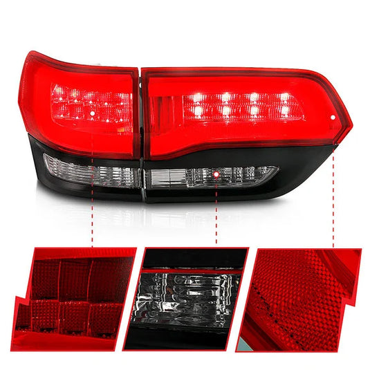 Anzo USA 311268 Red & Clear LED Tail Lights for 14-22 Jeep Grand Cherokee WK2