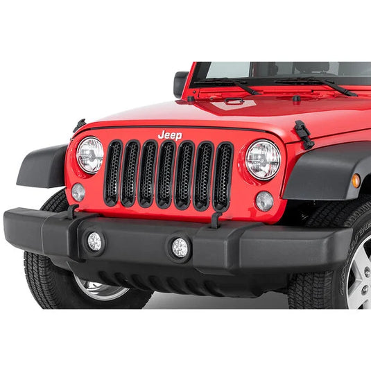 TACTIK Snap-In Grille Inserts with Billet Aluminum Fuel Door for 07-18 Jeep Wrangler JK