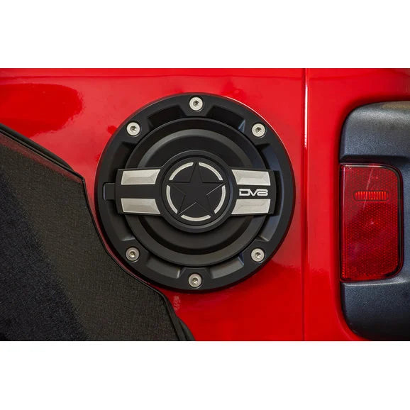 Load image into Gallery viewer, DV8 Offroad D-JL-190004-MIL Aluminum Fuel Door for 18-24 Jeep Wrangler JL
