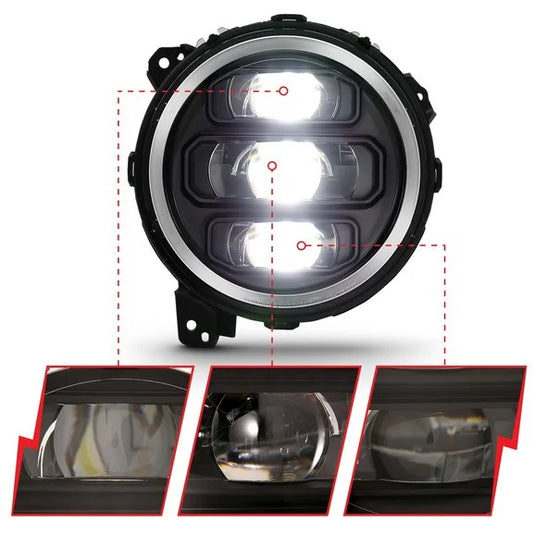 Anzo USA 111466 Full LED Projector Headlights in Black for 18-24 Jeep Wrangler JL & Gladiator JT