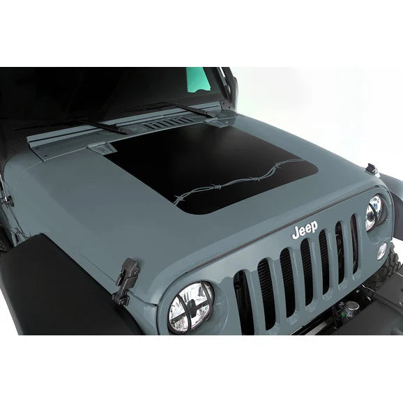 Rugged Ridge 12300.12 Vinyl Barbed Wire Hood Black Out for 07-18 Jeep Wrangler JK