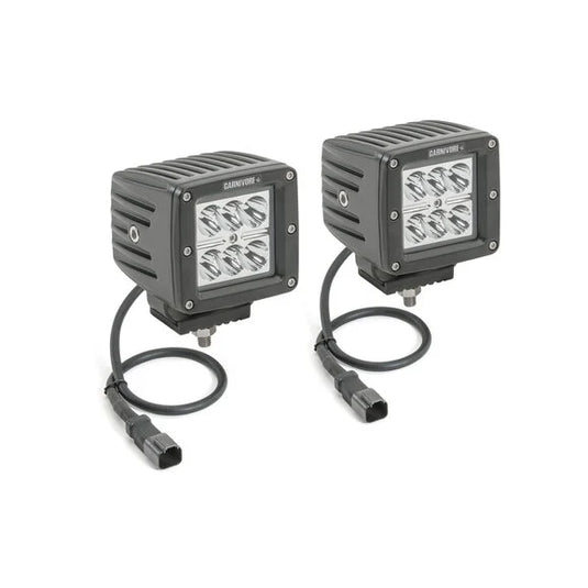 Quadratec 3" Cube LED with Wiring Harness & Windshield Mounting Brackets for 97-06 Jeep Wrangler TJ & Unlimited