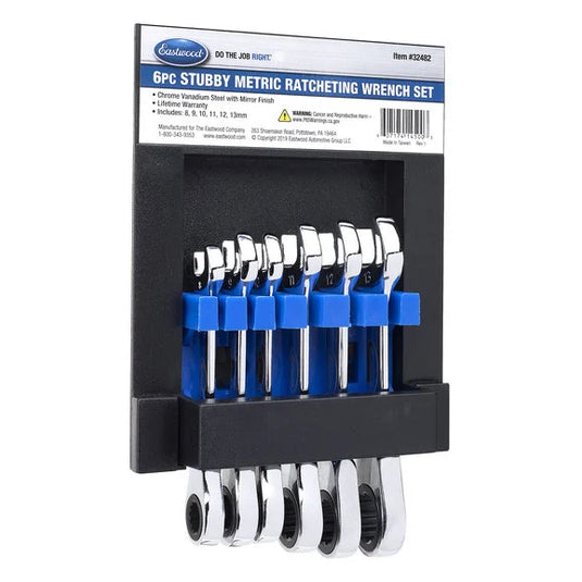 Eastwood 32482 6pc Stubby MM Ratcheting Wrench Set