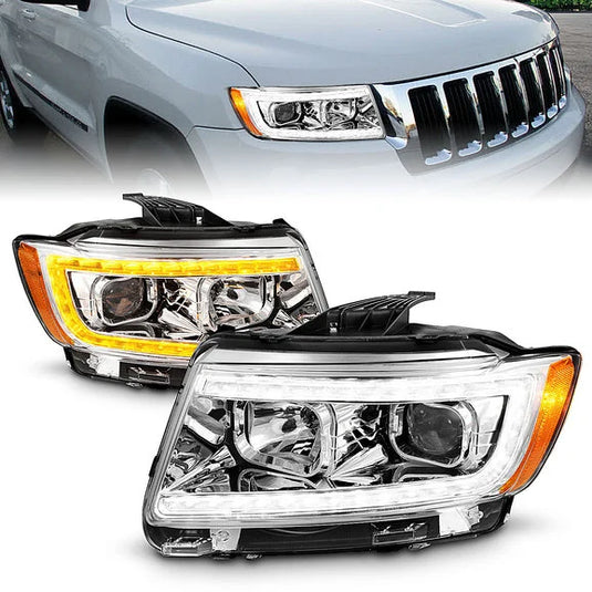 Anzo USA Projector Switchback Plank Style Headlights for 11-13 Jeep Grand Cherokee WK2