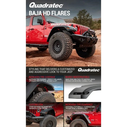 Quadratec Baja HD Fender Flares for 20-24 Jeep Gladiator JT