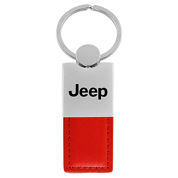 Load image into Gallery viewer, Automotive Gold Jeep Logo Leather Duo Keychain
