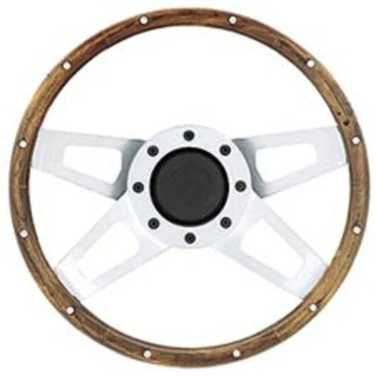 Grant Products 405 Challenger Series Steering Wheel in Genuine Walnut with Satin Silver Spokes