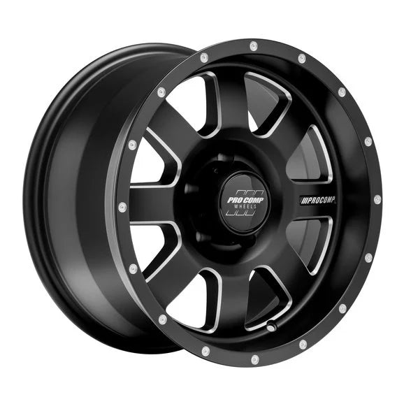 Pro Comp Trilogy Wheel in Satin Black with Machined Edges for 07-18 Jeep Wrangler JK and 99-18 Grand Cherokee WJ, WK, & WK2