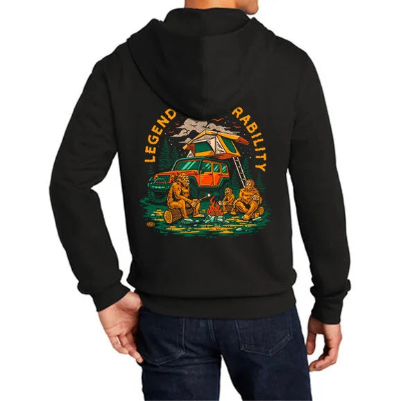 Jeep Merchandise Mens Jeep Sasquatch Zip Hoodie Sweatshirt in Black