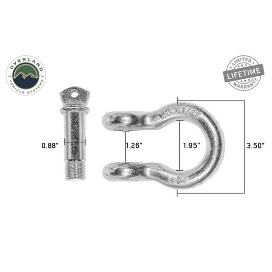 Recovery Shackle D-Ring 3/4" 4.75 Ton Zinc - Sold In Pairs