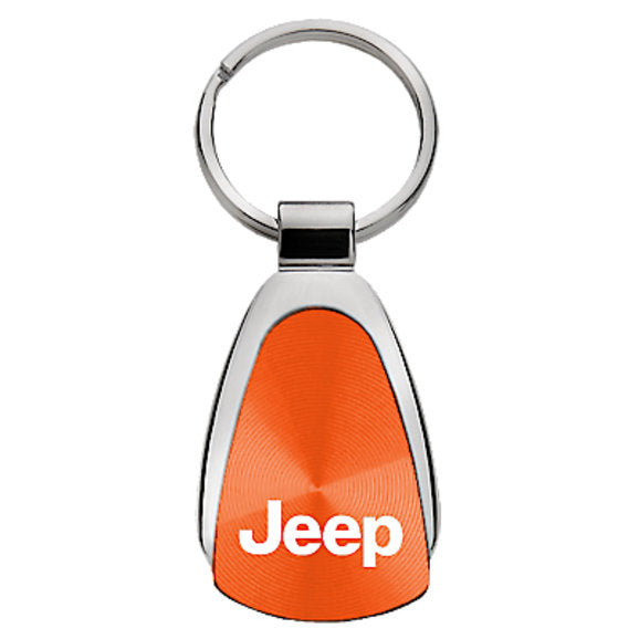 Load image into Gallery viewer, Automotive Gold Teardrop Jeep Logo Keychain
