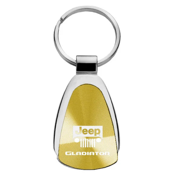 Load image into Gallery viewer, Automotive Gold Teardrop Jeep Logo Gladiator Keychain
