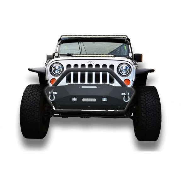 DV8 Offroad FBSHTB-16 FS-16 Hammer Stubby Bumper with Skid Plate for 07-19 Jeep Wrangler JK & JL