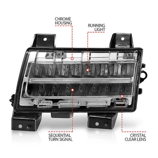 Anzo USA LED Parking Light with Sequential Turn Signal for 18-21 Jeep Wrangler JL 2-Door & Unlimited JL 4-Door Sport & Sport S