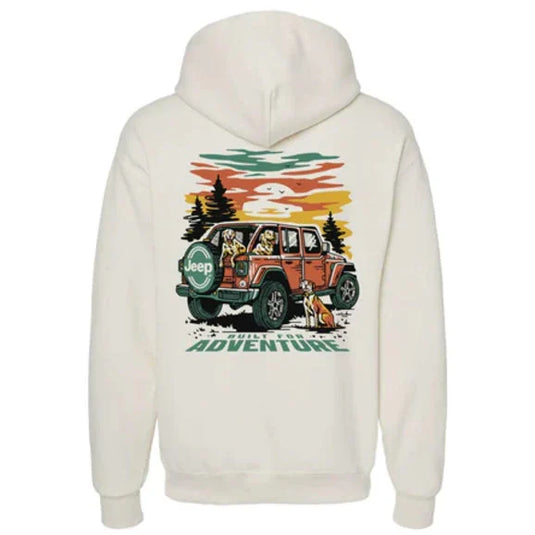 Jeep Merchandise Men's Jeep Built/Dogs Hoodie in Cream