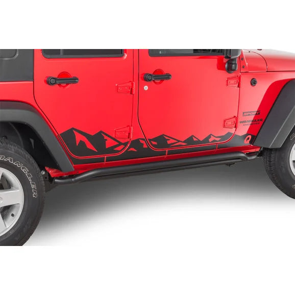 Load image into Gallery viewer, Quadratec 13135 0700 Premium Vinyl Rocker Panel Mountain Decal with Q Logo for 07-18 Wrangler Unlimited JK
