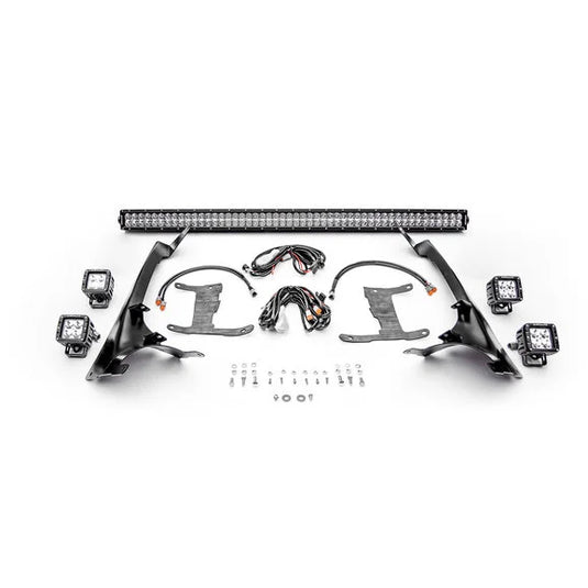 ZROADZ Z7374831-BK4 Roof Level Mounting Kit for a 50" LED Light Bar & (4) 3" LED Pods for 18-24 Jeep Wrangler JL & Gladiator JT