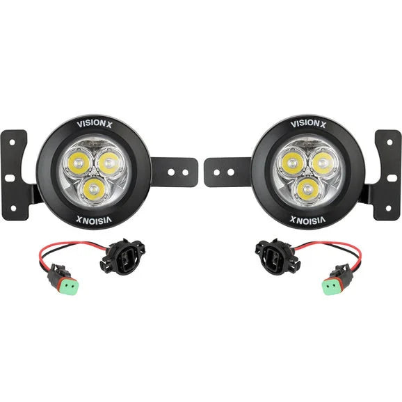 Vision X 5504184 Factory Upgrade Bracket Kit (with CG2-CPM310 Fog Lights) With OE Plastic Bumper for 18-24 Jeep Wrangler JL & Gladiator JT