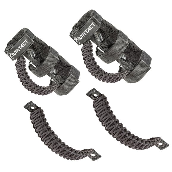 Bartact Paracord Front & Rear Roll Bar Grab Handles in Black for 07-18 Jeep Wrangler JK 2 Door