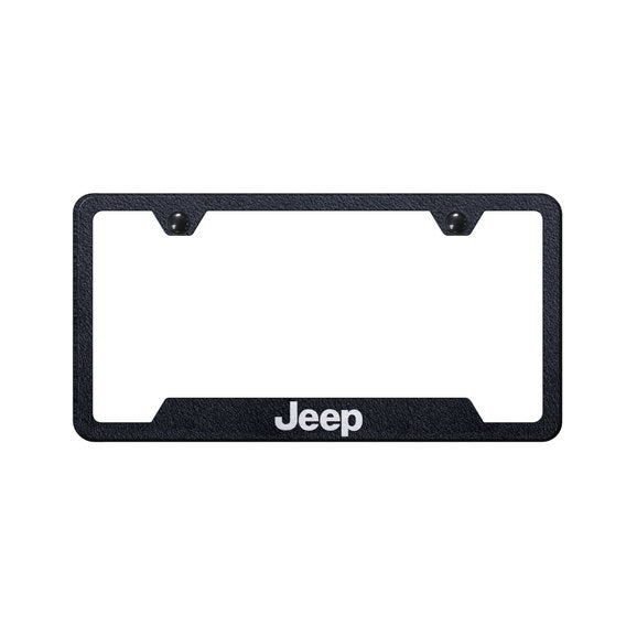 Load image into Gallery viewer, Automotive Gold Laser Etched Cut-Out Jeep Logo License Plate Frame
