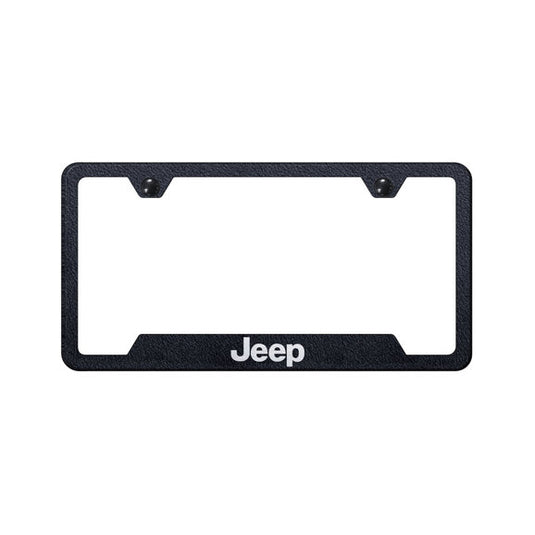 Automotive Gold Laser Etched Cut-Out Jeep Logo License Plate Frame