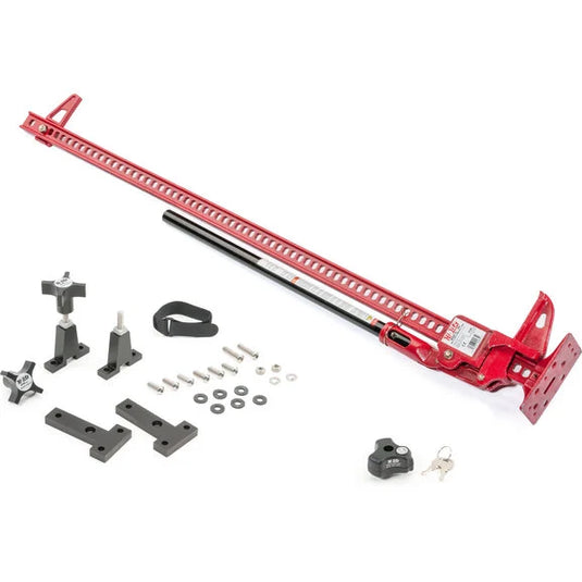 Hi-Lift Jack All-Cast Iron 60" Red Jack with Jack Hood Mount & Hood Mount Lock for 76-95 Jeep CJ-5, CJ-7, CJ-8 Scrambler & Wrangler YJ