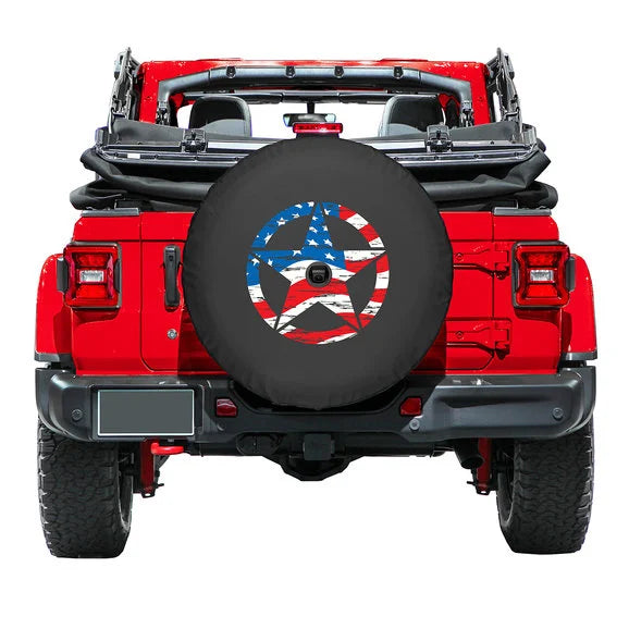 Load image into Gallery viewer, Boomerang Enterprises Distressed Star Logo Tire Cover for 18-20 Jeep Wrangler JL
